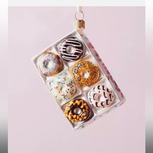Anthropologie Ornament BOX DONUTS 1/2 Dozen Handblown Glass Painted Poland NWT